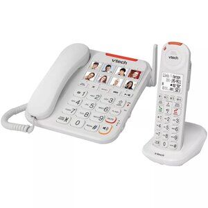 VTech SN5147 Amplified Corded/Cordless Phone System Big Buttons Smart Call Block
